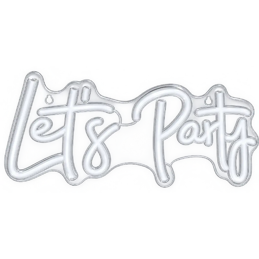 Glossy Clear Neon Let’s Party Sign.webp